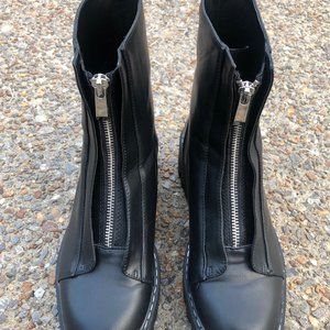 ZARA ZIPPERED LOW HEELED ANKLE BOOTS BLACK- 6½(37)